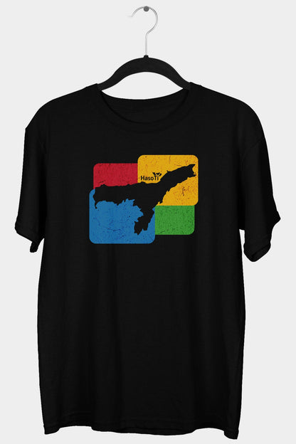 Assam Map | Assamese graphic printed t shirt | Regular | Black | Men