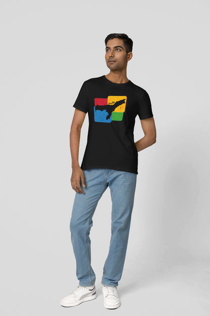 Assam Map | Assamese graphic printed t shirt | Regular | Black | Men