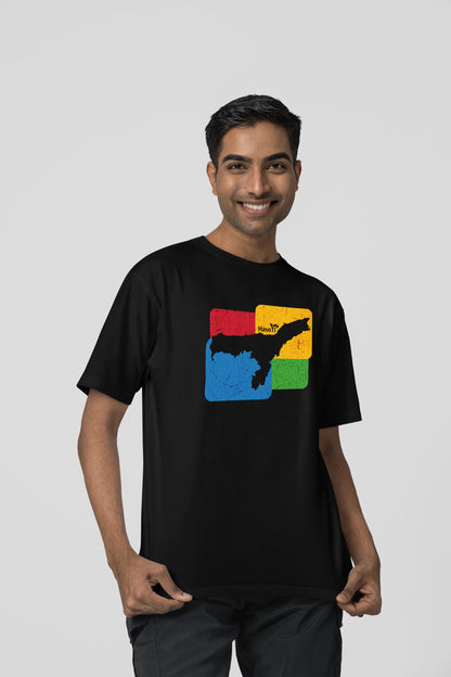Assam Map | Assamese graphic printed t shirt | Regular | Black | Men