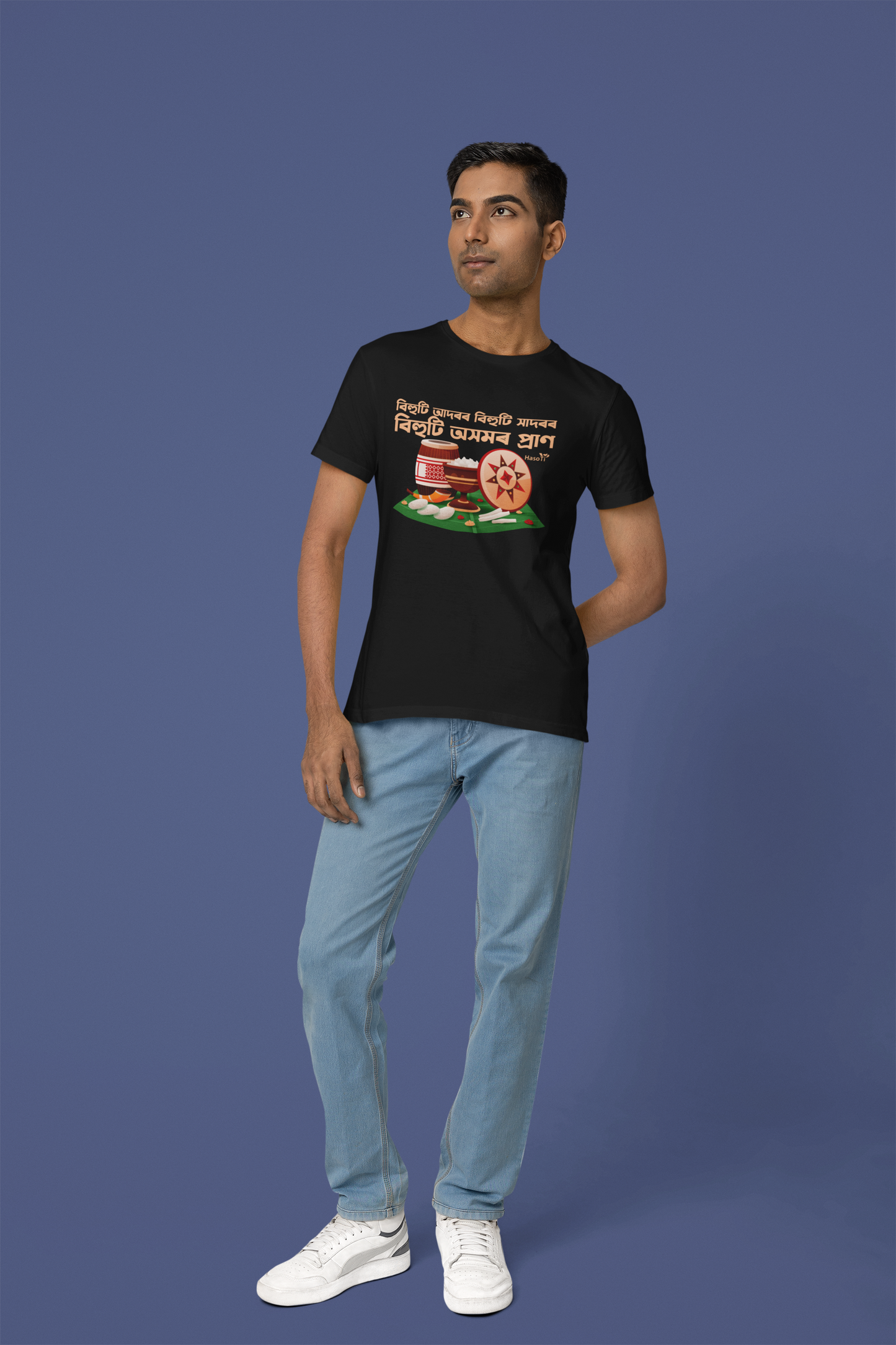BihutiAdoror | Assamese graphic printed t shirt | Regular | Black | Men