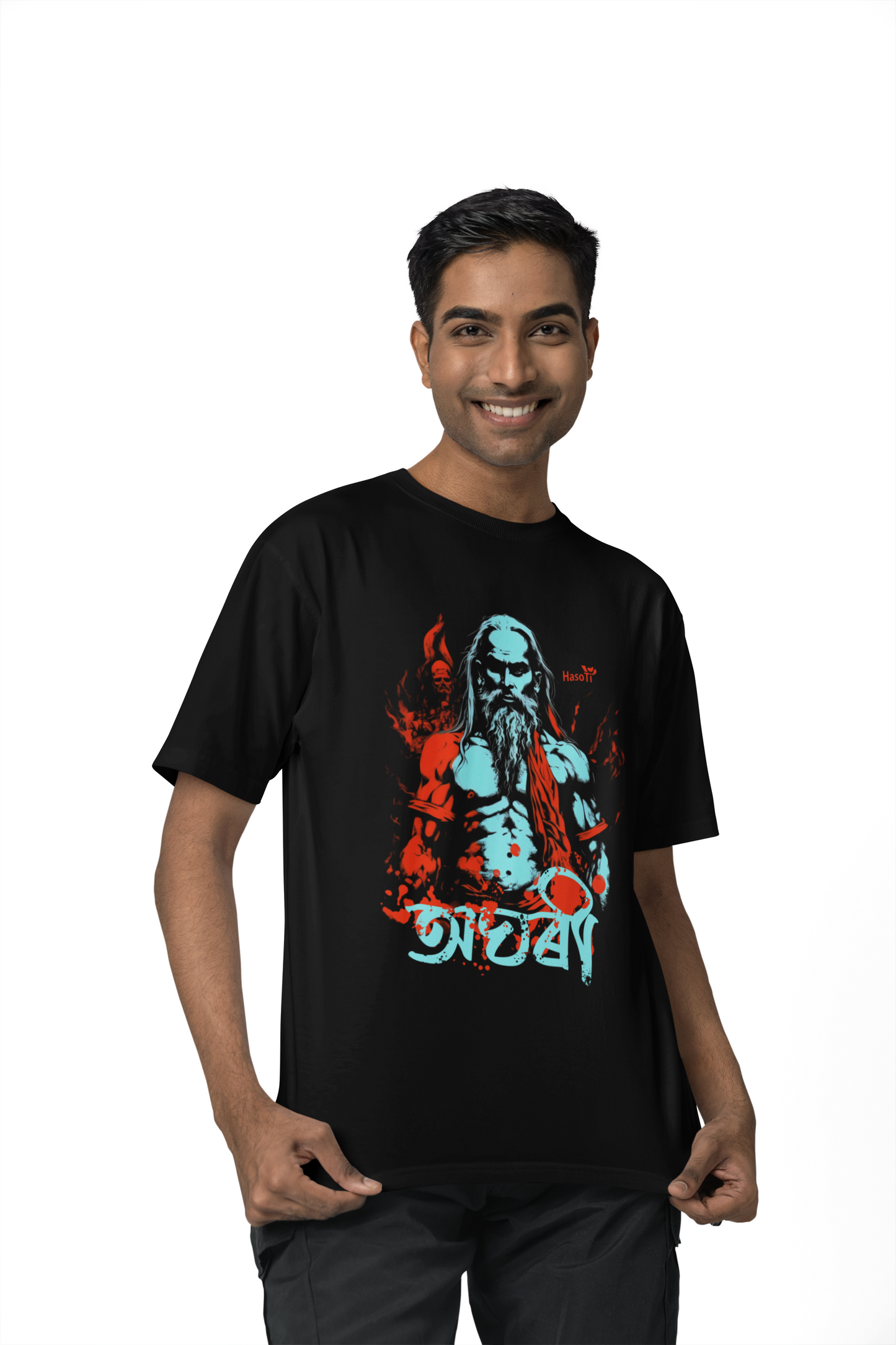 Aghori | Assamese graphic printed t shirt | Regular | Black | Men