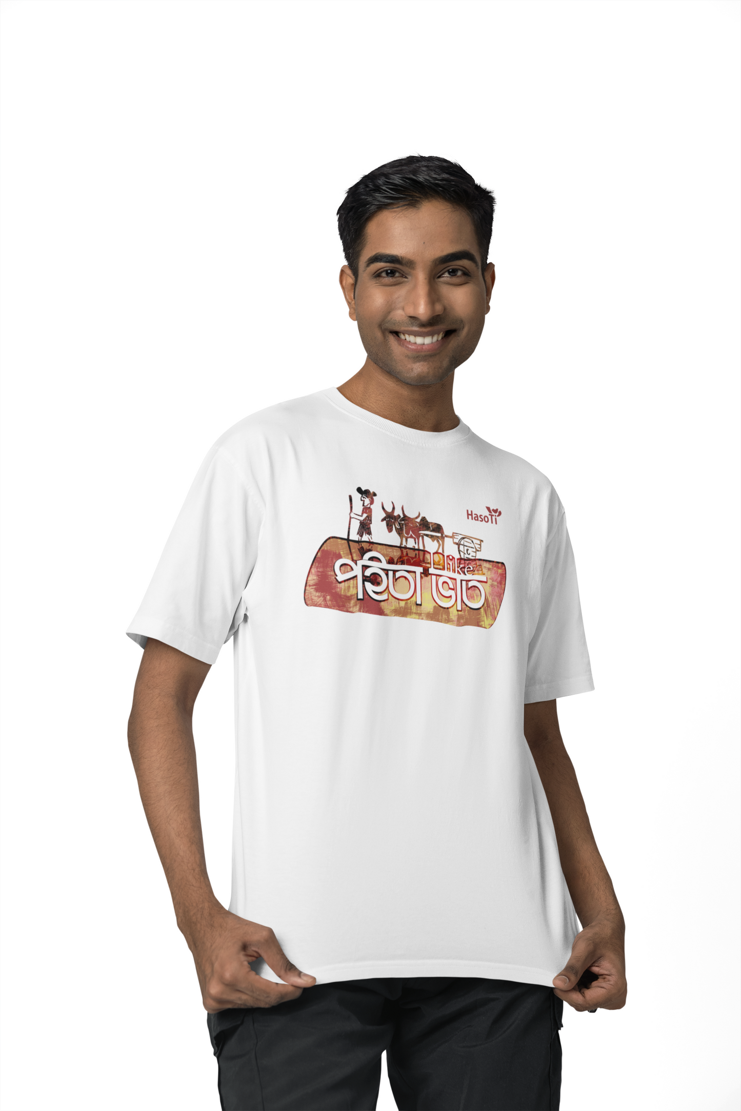 I Like Poita Bhat | Assamese graphic printed t shirt | Regular | White | Men